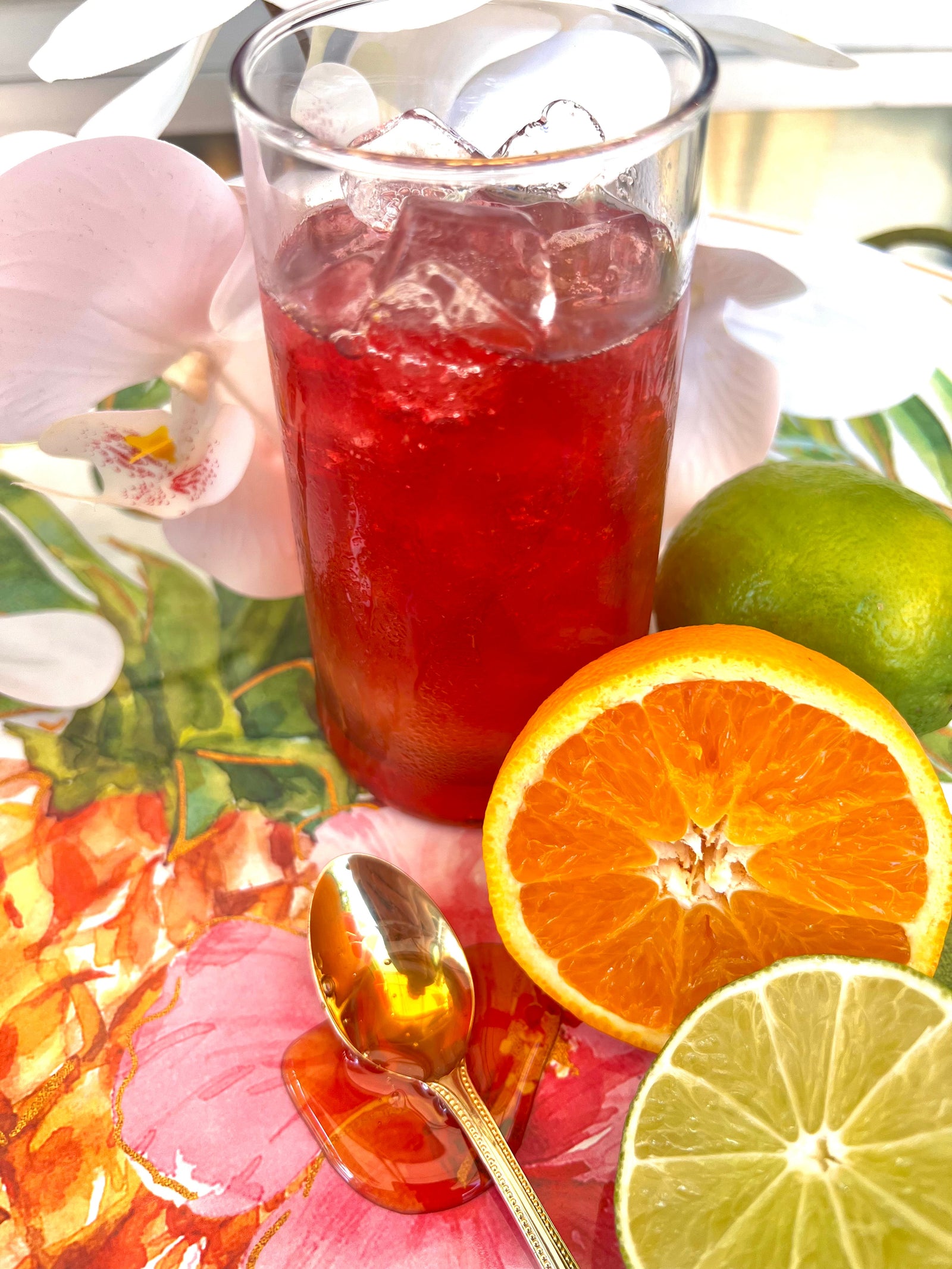 Hibiscus Sunrise Refresher/ Drink made with Hibiscus Ginger Tea