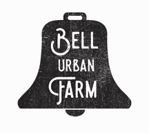 Black bell-shaped logo with 'Bell Urban Farm' text on a white background