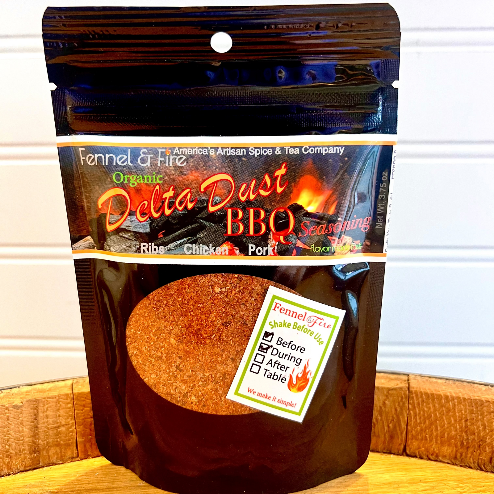 Black Bag of Delta Dust BBQ Seasoning.