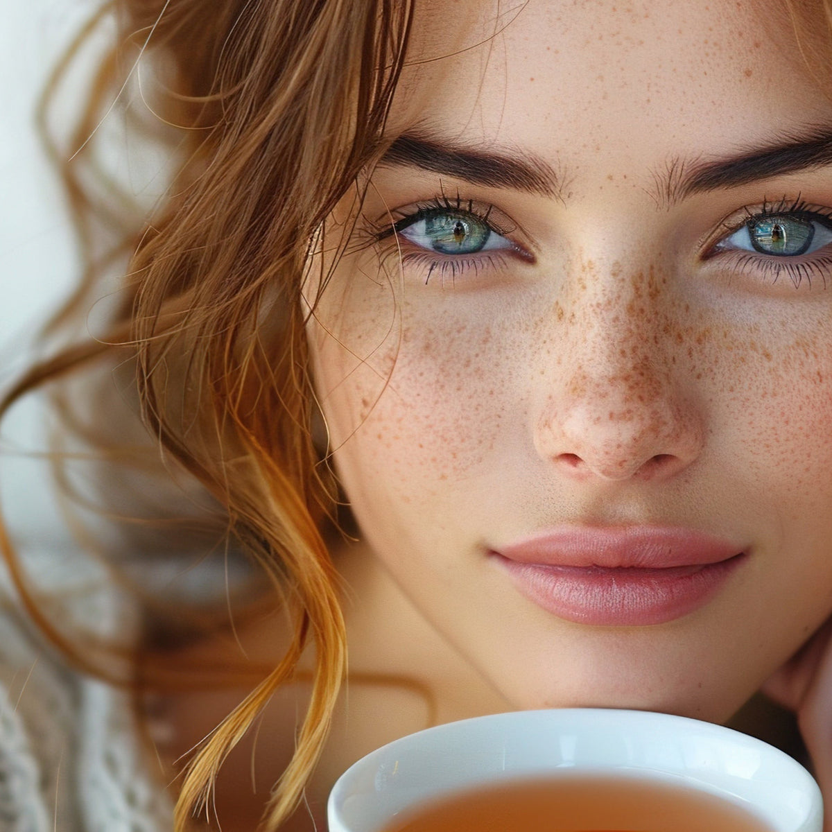 "Ignite Your Senses" Tea Club Woman holden cup of tea