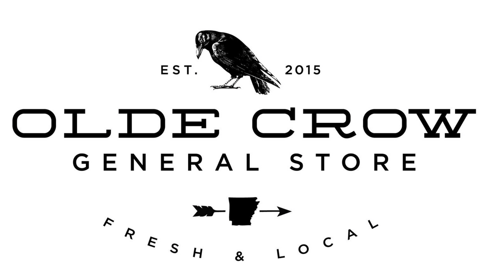 Logo of Olde Crow General Store with a crow illustration and text on a white background