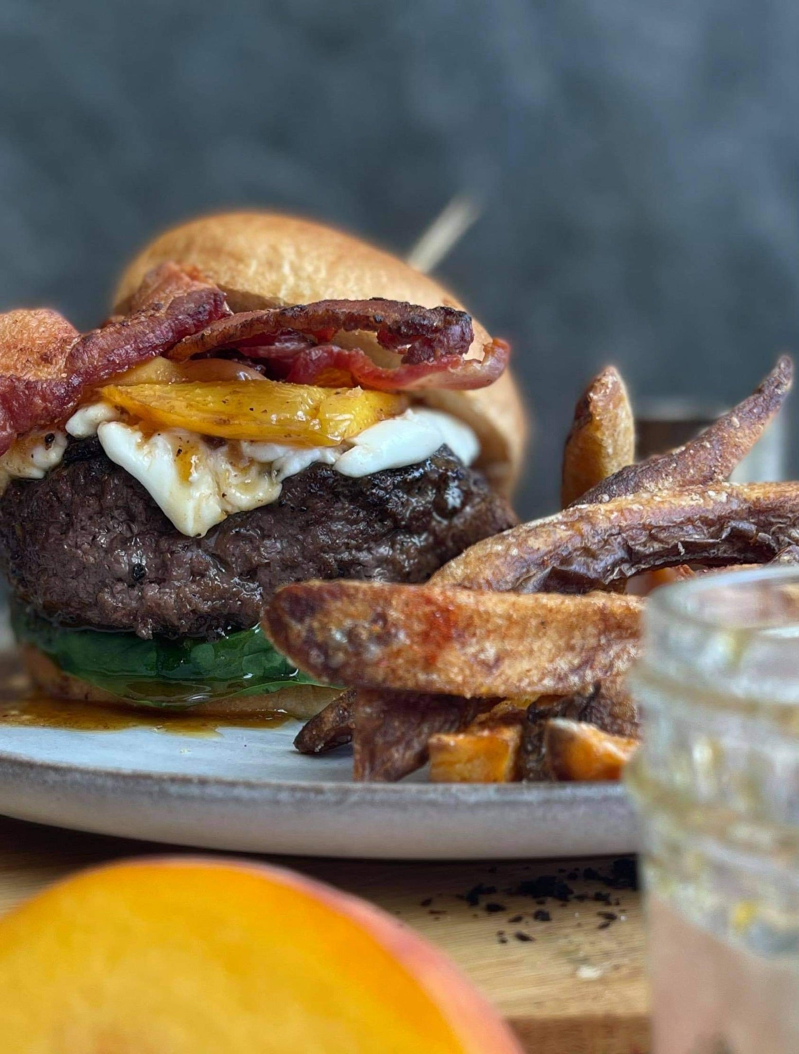 Cowboy Burger with Sweet Potato Fries