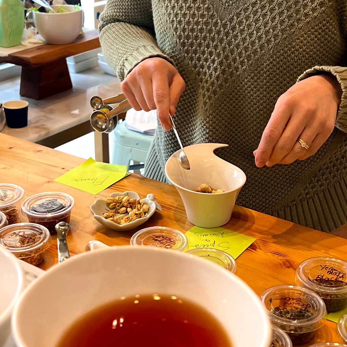 woman blending tea